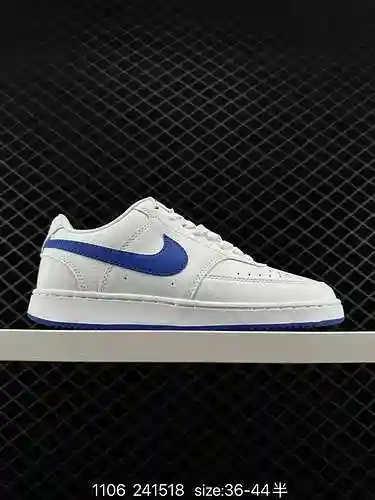 9 Nike/NIKE COURT VISION LOW Blanco Azul oscuro Naranja Zapatillas bajas deportivas informales, vers