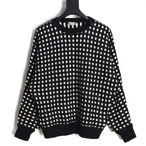 CD Dior 23FW Jay Chou matching plaid round neck sweater