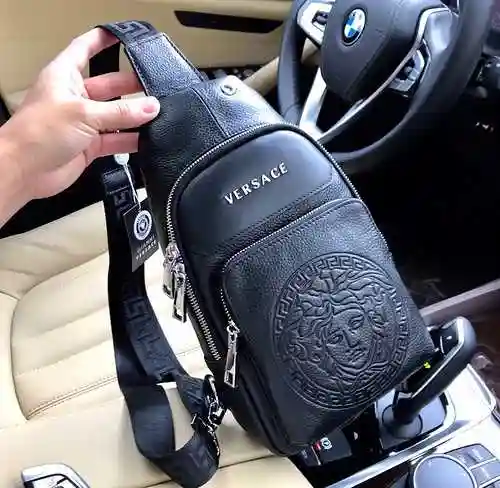 Fan @ Sizhe Bolso de pecho exclusivo para hombre hecho de piel de vaca original importada Bolsa de r