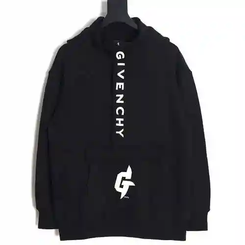 GVC Givenchy 23FW Half Zip Leather Embroidered Hoodie