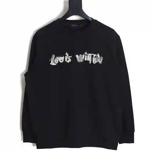 LV Louis Vuitton 23FW Graffiti Print Round Neck Sweater