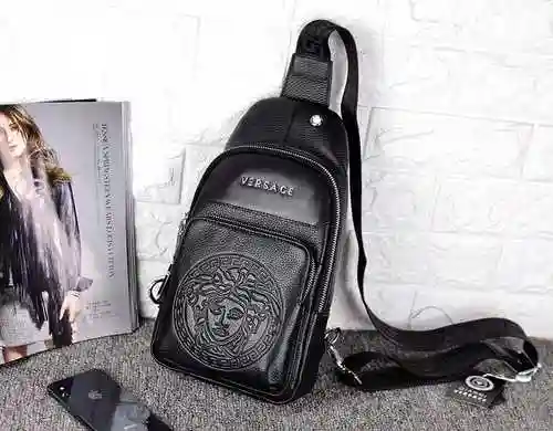 Fan @ Sizhe Bolso de pecho exclusivo para hombre hecho de piel de vaca original importada Bolsa de r