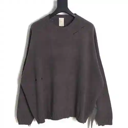 UndERMYCAR 23FW Damaged Strap Lazy Loose Round Neck Sweater