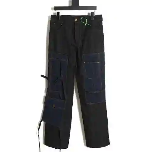 LV Louis Vuitton 22FW Kunlun Mountains Spliced Pocket Strap Jeans