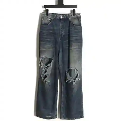BLCG Balenciaga 23FW Machine Repair Style Damaged Pleated Jeans