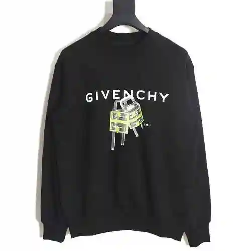 GVC Givenchy 23FW Lock Head Letter Printed Round Neck Sweater