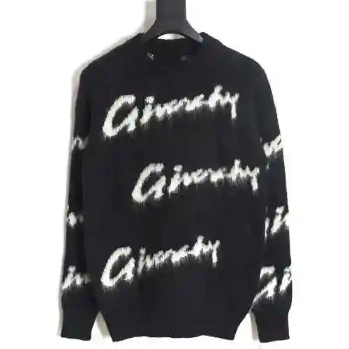 GVC Givenchy 23FW Bullet Screen Scribble Letter Mohair Sweater