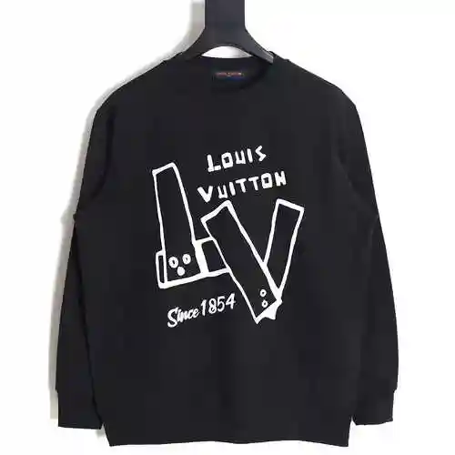 LV Louis Vuitton 23FW block printed round neck sweater