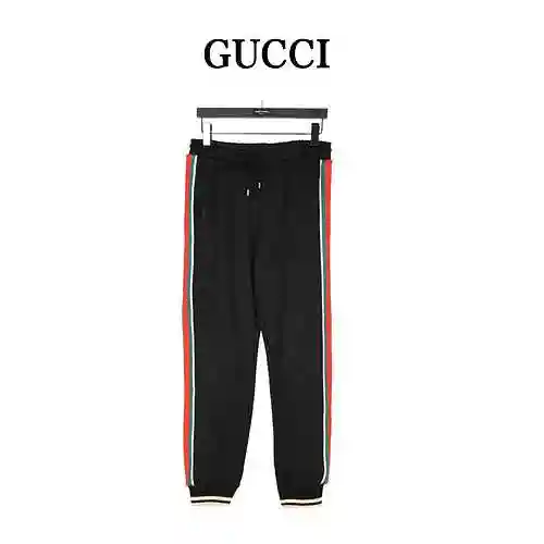 Gu * cci/Gucci Classic Red and Green Ribbon Set Pants
