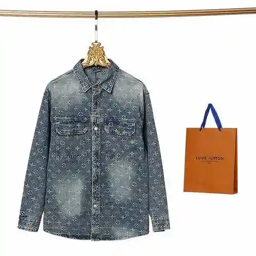 Louis Vuitton LV Deconstructed Splicing Old Flower All Over Print Workwear Denim Jacket LV Super Hea