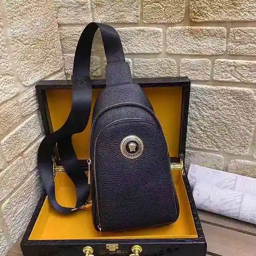 Fan @ Sizhe Bolso de pecho exclusivo para hombre hecho de piel de vaca original importada Bolsa de r