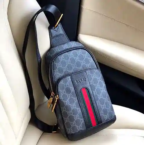Bolso de pecho exclusivo para hombre GUCC hecho de piel de vaca original importada Bolsa de regalo c
