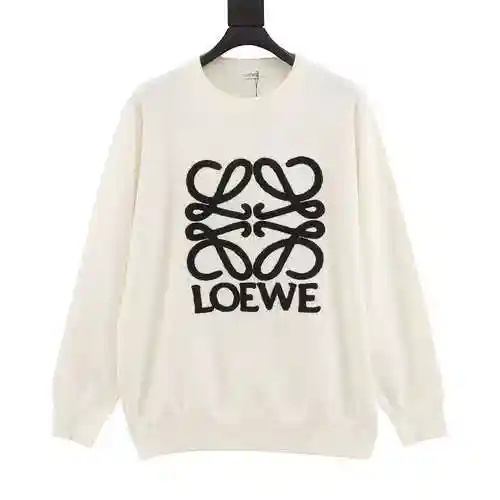 Loe * we/Loewe 23Fw towel embroidered logo round neck sweater