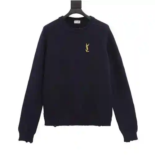 YSL brooch damaged round neck sweater
