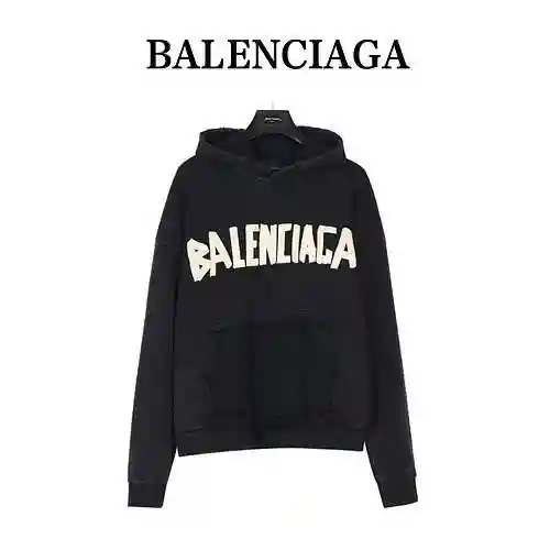 BLCG/Balenciaga 23Fw American grain paper tape water washed torn hoodie