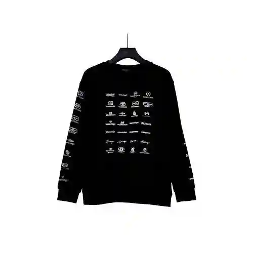 BLCG/Balenciaga New Classic Letter Front and Back Sleeve Printed Round Neck Long Sleeve Men's and Wo