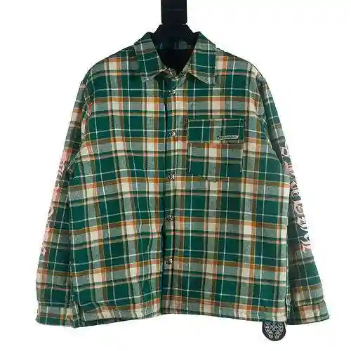 Crosin CH plaid silver Sanskrit shirt jacket