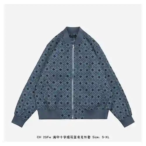 CH 23Fw AOP CROSS JACQUARD BLUE JACKET COAT
