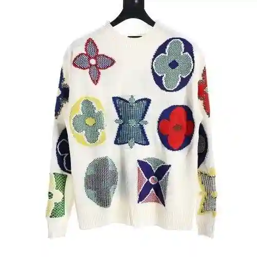 LV jacquard logo knitted round neck sweater