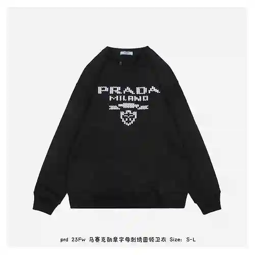 PRD 23Fw Mosaic Medal Letter Embroidered Round Neck Sweater
