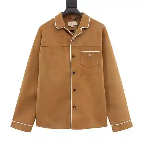 G Family 23Fw Double G Embroidered Suede suede genuine leather shirt