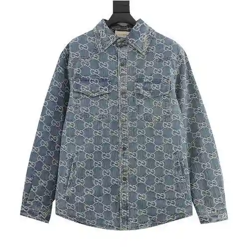 G Family's New GG Jacquard Logo Thick Cotton Denim Coat