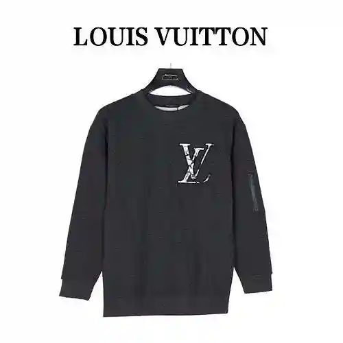 LV/Louis Vuitton 23Fw Ski Jersey polar bordado Algodón Cuello redondo