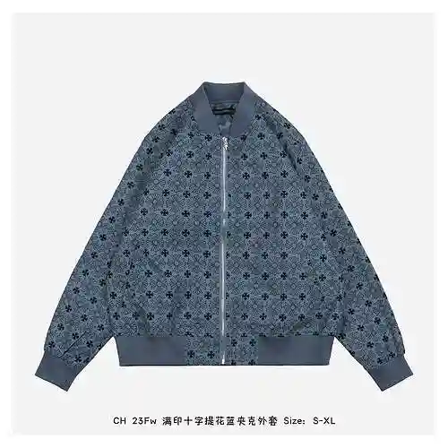CH 23Fw AOP CROSS JACQUARD BLUE JACKET COAT