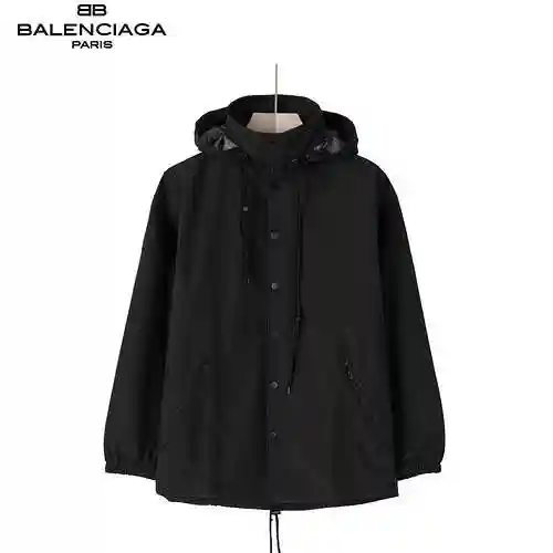BLCG/Balenciaga Hooded Standing Neck Back Letter Charge Coat