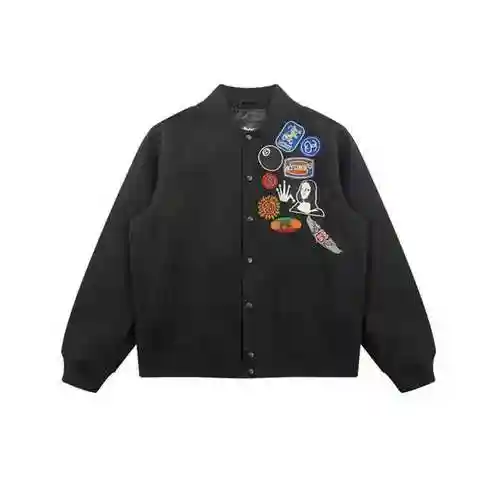 Stu * ssy/Stuxi 23FW Handheld Badminton Plush Multi Label Baseball Coat