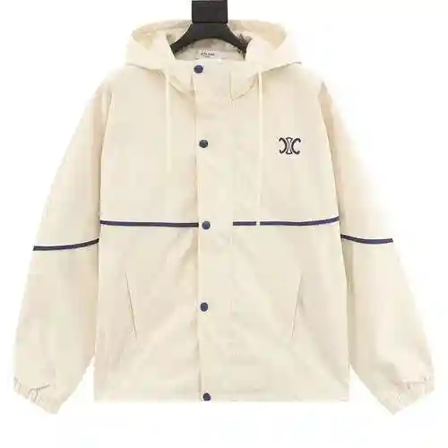 CE embroidered slogan retro zippered trench coat