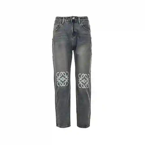 Loe * we/Loewe 23Fw logo printed washed jeans