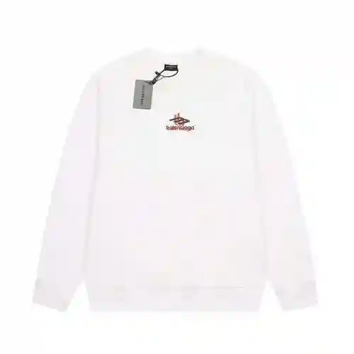 BLCG/Balenciaga Double Shadow Logo Round Neck Sweater White