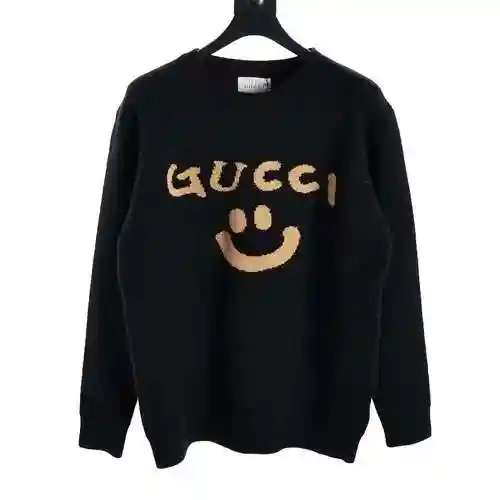 GU * CCI Smiling Face Jacquard Round Neck Sweater