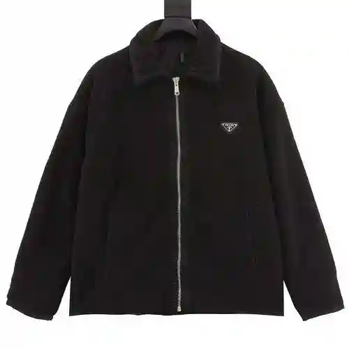 Pra * da/Prada Triangle Lamb Wool Coat