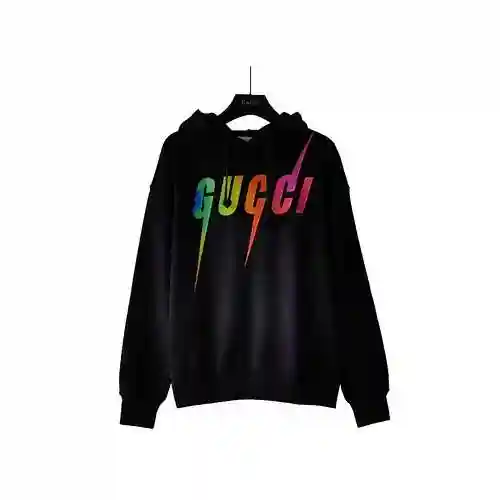 GU * CCI Gucci Colorful Lightning Blade Letter Printed Large Logo Logo Exquisitely Upgraded, Hooded 