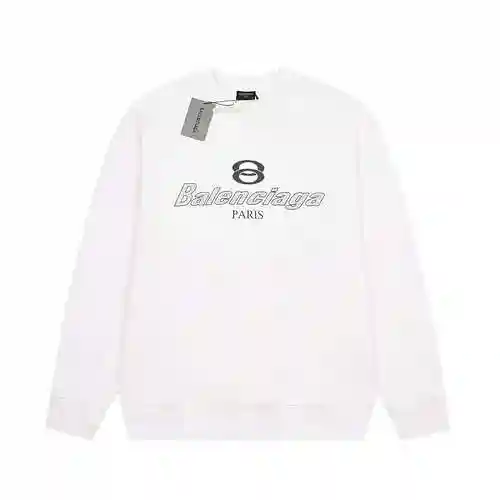 BLCG/Balenciaga 24ss Autumn/Winter Double Loop Reverse Round Neck Sweater White
