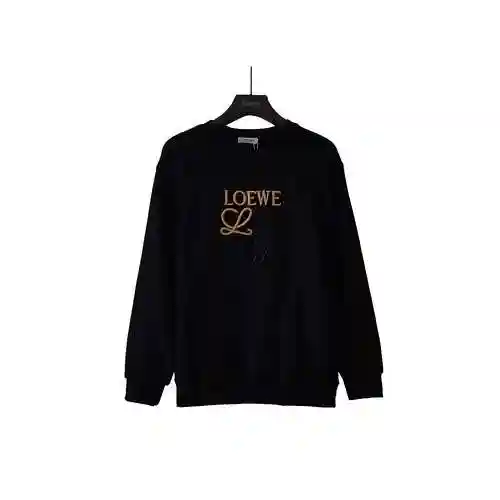 Loe * we/Luo Yiwei's new classic three-dimensional chest embroidery large logo round neck long sleev