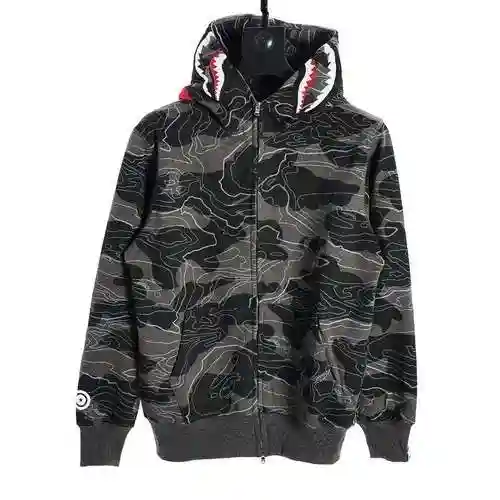 BA * PE Folding Camo Shark Zip Hoodie