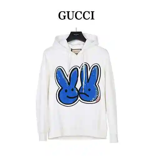G Family Gucci 23ss New Rabbit Wool Embroidered Hoodie