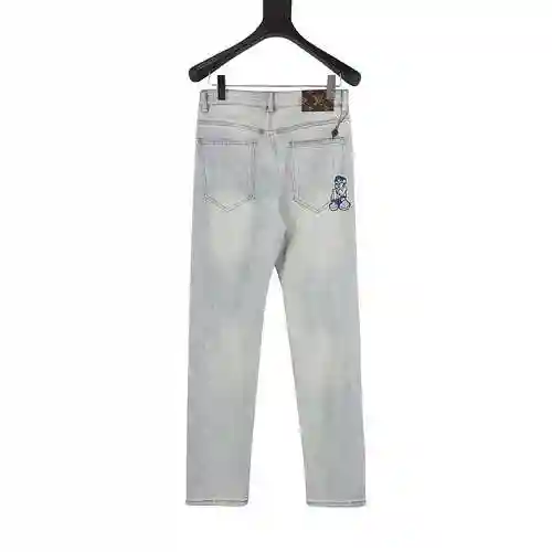 1V cartoon character embroidered logo jeans on the back