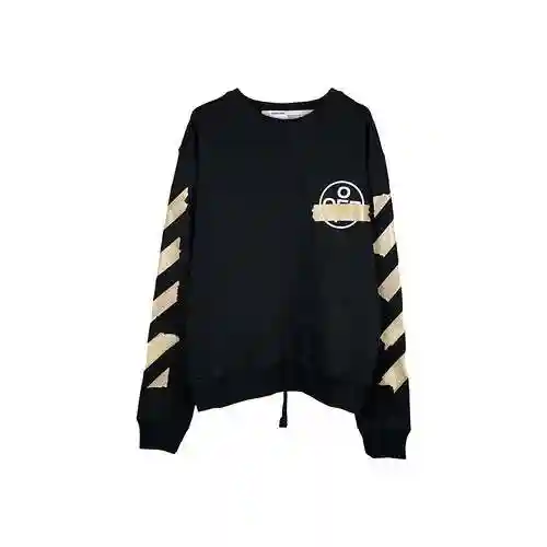 O * FF W * HITE C/O VIRGIL ABLOH TAPE ARROW PRINTED CREW NECK SWEATER, unisex
