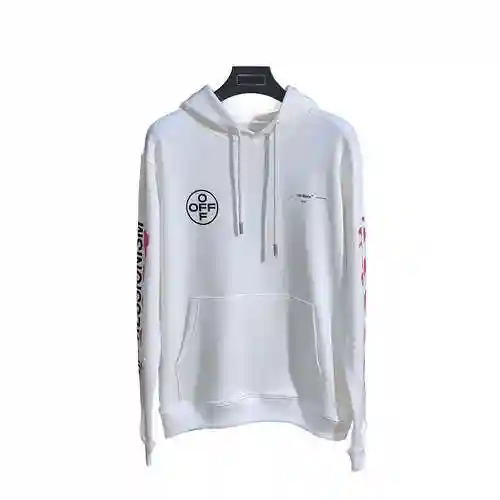 O * FF W * HITE C/O VIRGIL ABLOH Mouth Red Painted Arrow Print Hoodie, Unisex