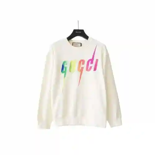 GU * CCI/Gucci 2023SS Autumn/Winter New Gradient Lightning Letter Logo Round Neck Sweater