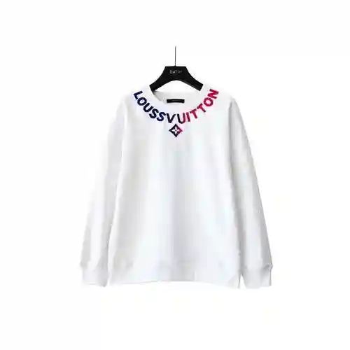 LV/Louis Vuitton Neckline Toothbrush Embroidery Gradient Logo Round Neck Sweater