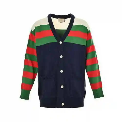 Gucci/Gucci Red Green Contrast Sweater Cardigan