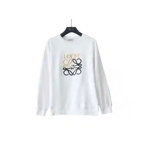 Loe * we/Luo Yiwei's new classic three-dimensional chest embroidery large logo round neck long sleev