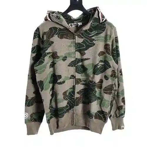 BA * PE Folding Camo Shark Zip Hoodie