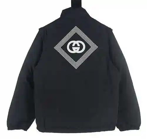 Gucci GUC 23Fw Back Double G Embroidered Nylon Down Coat
