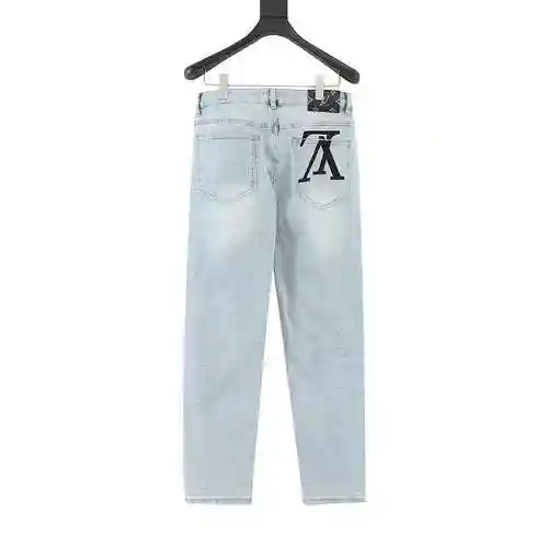 1V back hook printed jeans